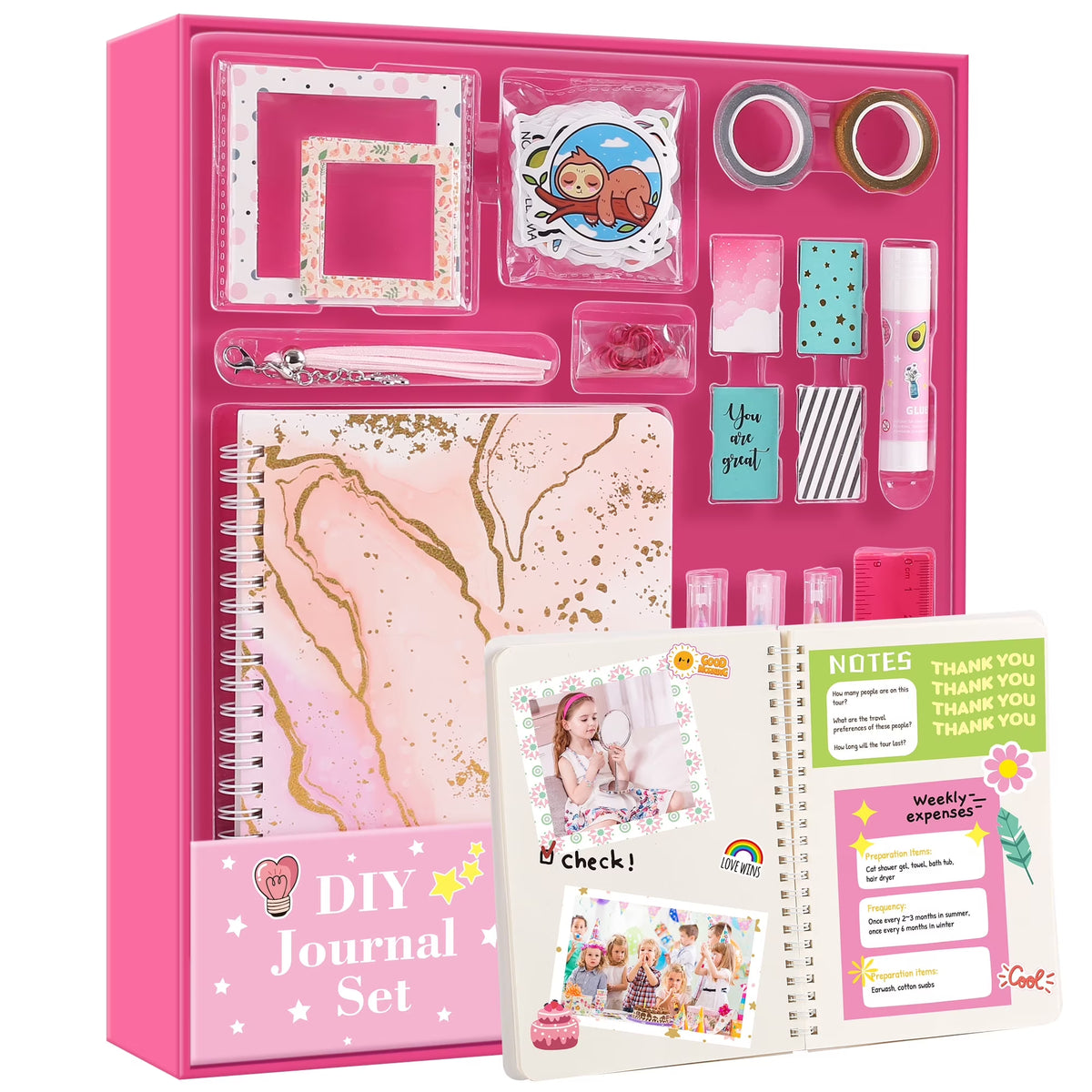 DIY Journal Kit for Girls & Boys - Birthday & Christmas Gift for Ages 8-12, Scrapbook & Diary Supplies Toy Set for Creativity, Mindfulness & Self-Expression, Journaling Art Crafts Kit for Kids