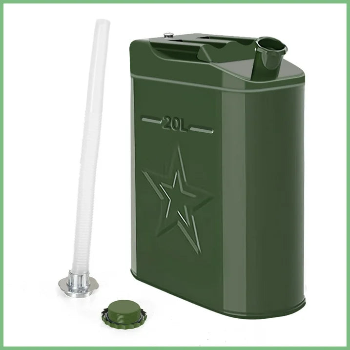 Deli Jerry Fuel Can,Metal Gas Can 5.3 Gallon / 20 L, 5 Gallon Gas Cans for Gasoline, Trucks Cars Motorcycle Equipment,Green,1 Pack