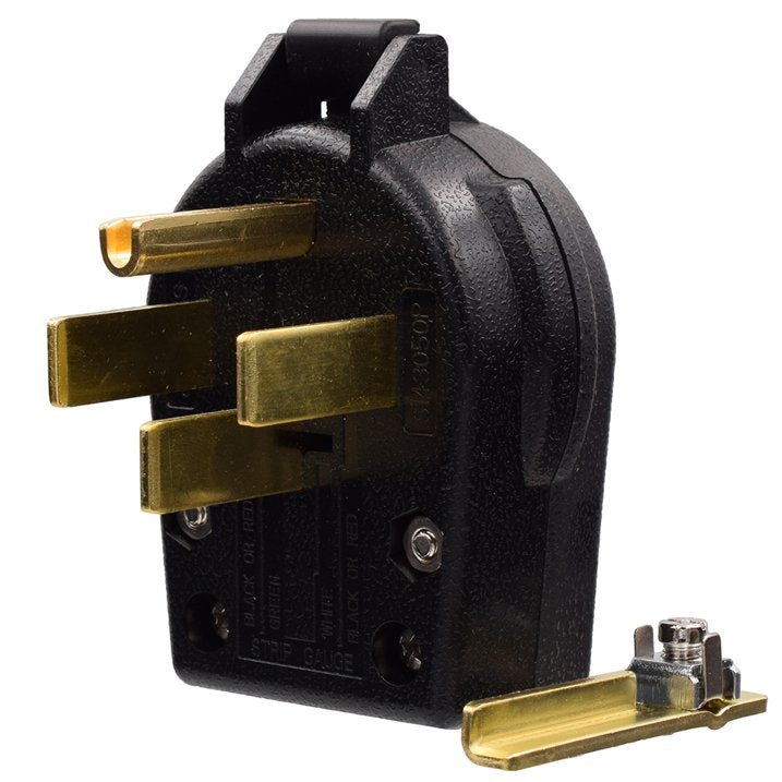 ELEGRP NEMA 14-30P & NEMA 14-50P Plug, 4 Prong Dryer/Range Oven Stove Angle Plug, Straight Blade Heavy Duty, 30 Amp 50 Amp 125/250V, Industrial Grade, Grounding, 3 Pole 4 Wire, UL Listed