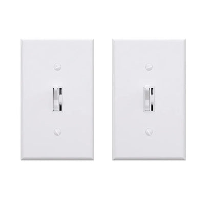 ELEGRP Slide Toggle Dimmer Switch,Single Pole & 3-Way Toggle LED Dimmer Light Switch, Wall Plate Included, UL Listed, White 2PC