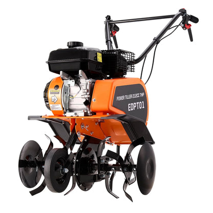 Efurden Gas Tiller Cultivator, 7HP 212cc Gas Powered Engine Tiller Cultivator for Garden Lawn Soil Cultivation, Weeding  Digging