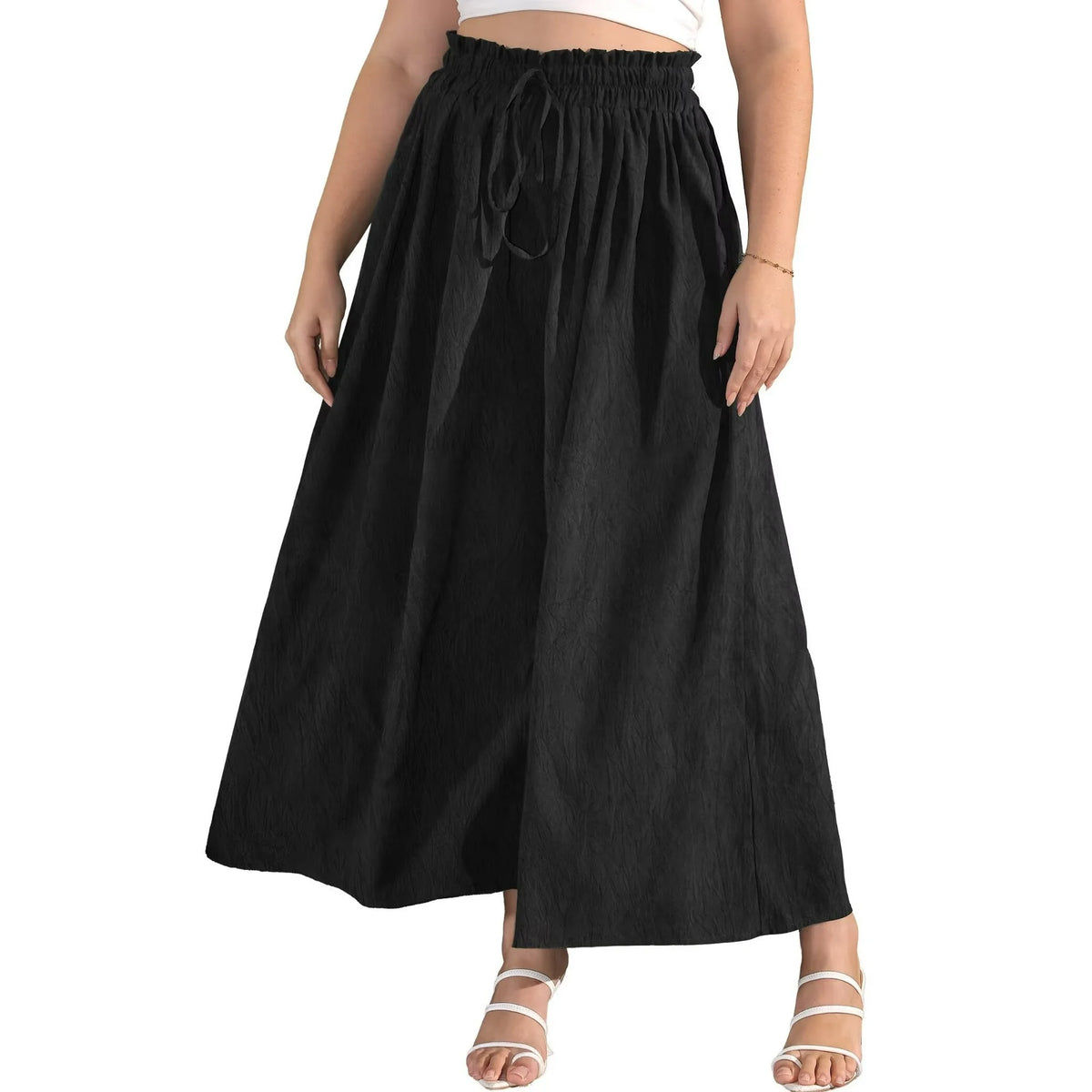 FOLUNSI Women's Plus Size Wide Leg Pants Casual Loose High Waist Culottes Trousers m-4x
