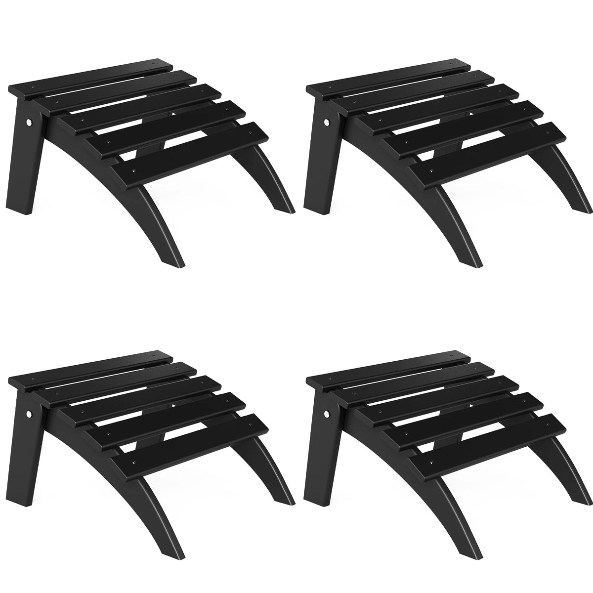FOOWIN Folding Adirondack Ottomans Set of 4 for Adirondack Chair, Black