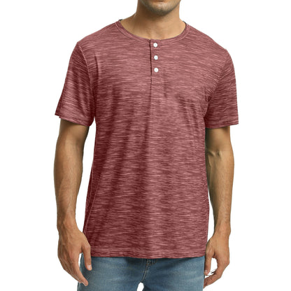 GENTS BLISS Short Sleeve Henley Men Shirts Crew Neck T-shirts for Men Casual Printed Face Shirts for Men