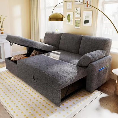 AMERLIFE 2 in 1 Pull Out Sofa Bed with Storage Chaise