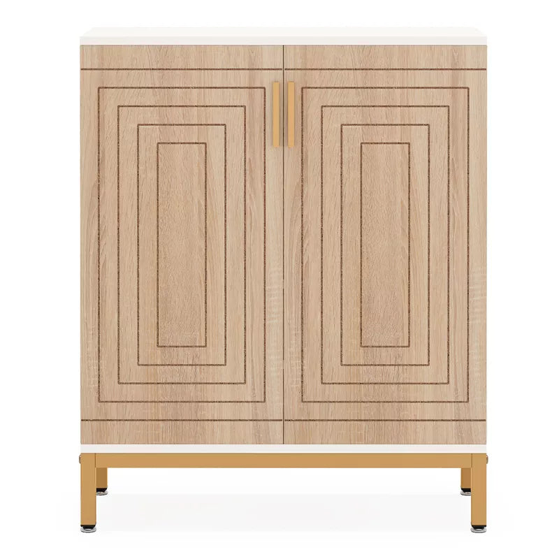 Lirago,31.5"L*14.96"W*37.4"H, Natural Shoe Cabinet with Gold Legs - Space Saving Entryway Organizer for 20 Pairs