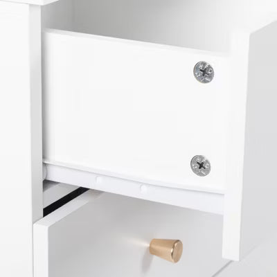 Resenkos 5 Drawer Dresser with Gold Handle, Nursery Dresser Chest Of Drawers Organizer, White