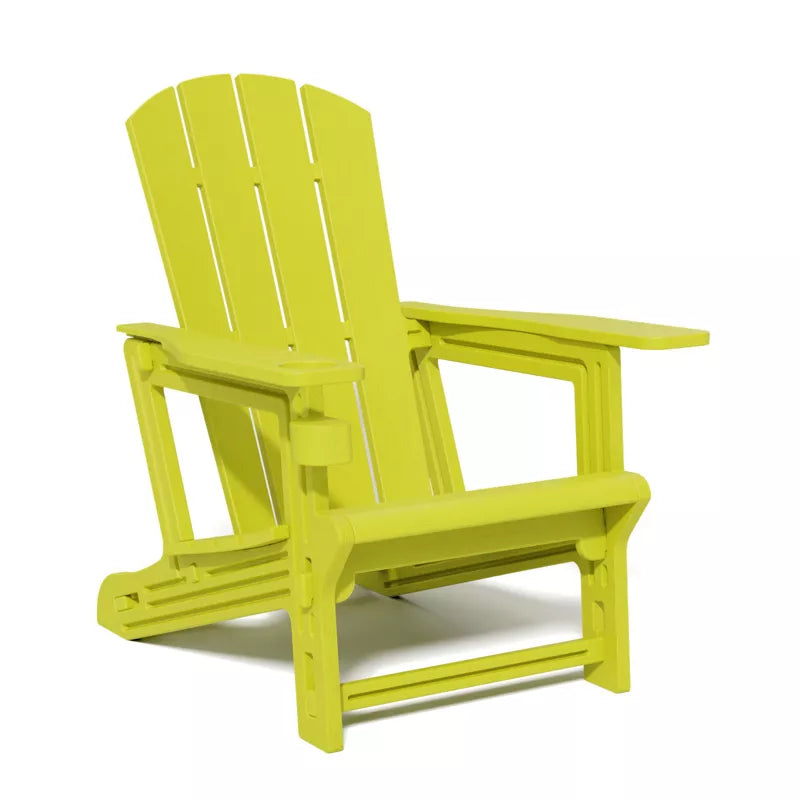 VisioGear Patio Adirondack Chair with Cup Holder, Outdoor Comfortable Set for Backyard, Yellow, 31.4"*29.6"*36.4"