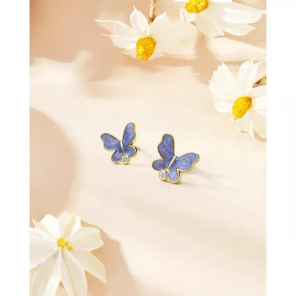 Molenia 925 Sterling Silver Earrings for Women - Butterfly Earrings Stud Ear Piercing Jewelry Small Cute Gifts for Mom Teen Girl Mothers Day Birthday
