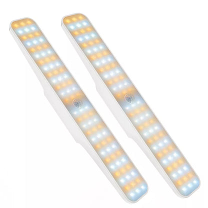 Rossetta (Set of 2) Under Cabinet Lights 78 LED Battery Operated White: Motion Sensor, 4500mAh USB Rechargeable