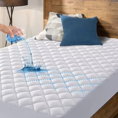 Hoey Twin XL Waterproof Mattress Pad Protector ¨C Quilted, Breathable, Noiseless Fitted Cover, Fits Up to 21" Deep Pocket