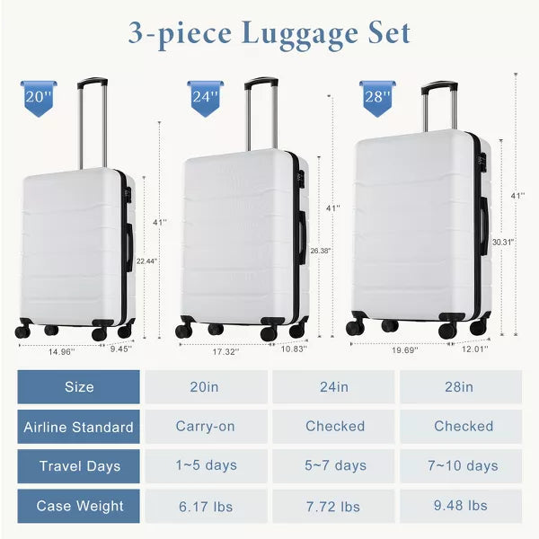 Wooakway Hardside Luggage with Spinner Wheels Expandable and TSA Lock Hard Shell Lightweight Roller Suitcase