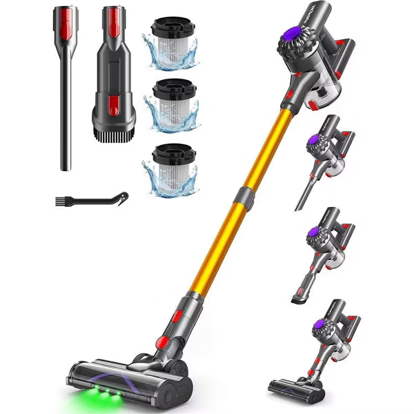 FAPO V15 Cordless Vacuum Cleaner, 6-in-1 Stick Vacuum, 45 Min Runtime, Lightweight Telescoping Tube, for Hard Floor, Pet Hair and Carpet