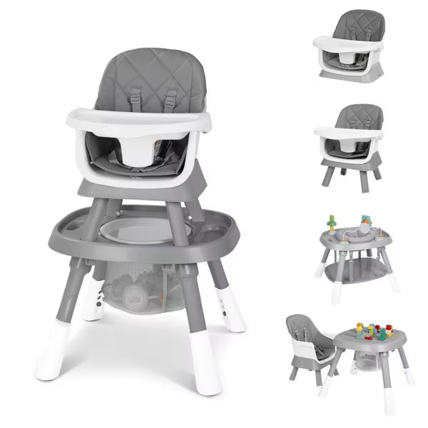Kinder King 15 in 1 Baby High Chair, Coverts to Rotatable Activity Play Center/Infant Dining Booster Seat, Detachable Toys, Removable Tray