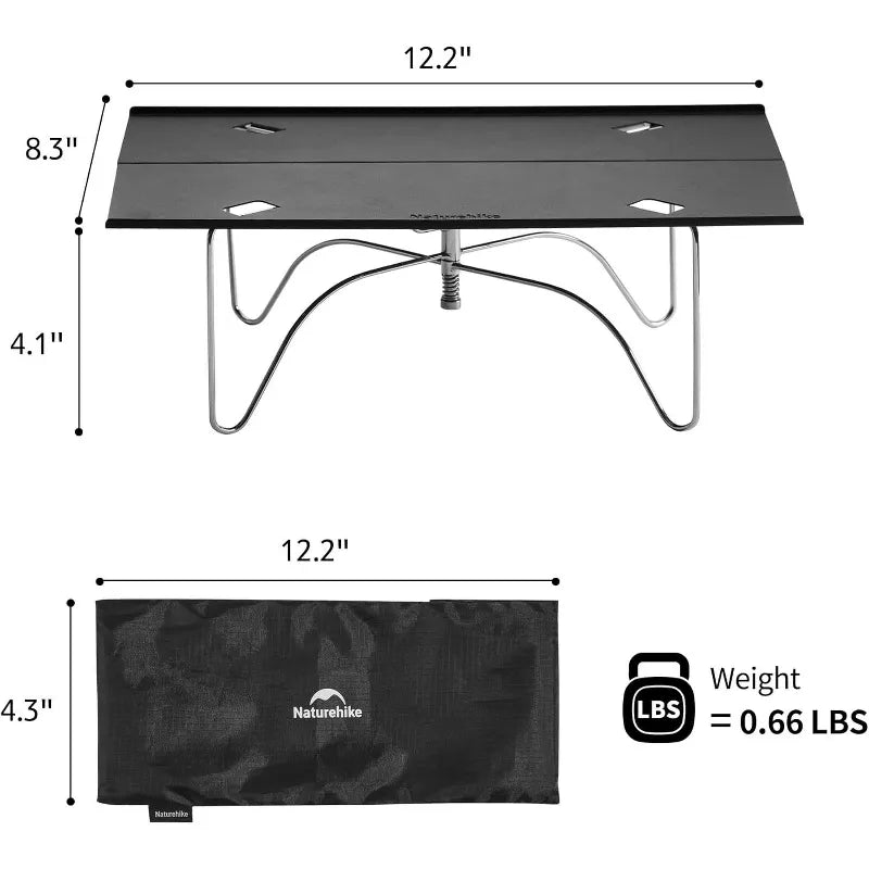 Naturehike Ultralight Folding Camping Table, Aluminum Beach Compact Backpacking Table with Carry Bag for Backpacking Camping Hiking Beach Picnic