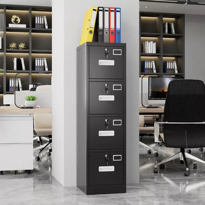 SUXXAN Metal Vertical File Storage Cabinet With 4 Drawer, 4 Lock and Name Card Holder For A4 Letter/legal Size,Assembly Required