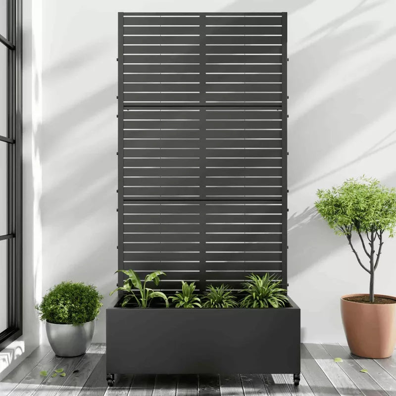 Lirago Iron Arch Mobile Planters Planting Box Trellis for Climbing Plants - 72x35