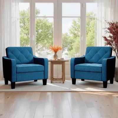 TYBOATLE Living Room Modern Accent Chair set of 2, Upholstered Side Chair Reading Chairs with Padded Cushion, Dark Gray