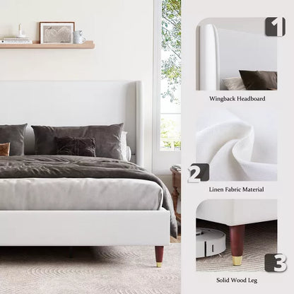 51.2"Bed Frame with High Headboard,Upholstered Bed