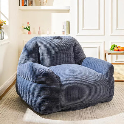 Hooseng 38" Giant Bean Bag Chair for Adults, High-Density Foam Stuffed Corduory Bean Bag Sofa with Handle for Adults Reading, Gaming