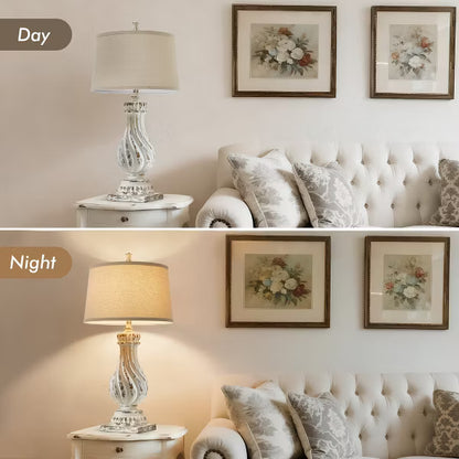 GTCLIGHTING Farmhouse Table Lamps for Living Room,34" Resin Beside Lamps with Rotary Switch&Weighted Base,Nightstand Lamp for Bedroom Entryway Office