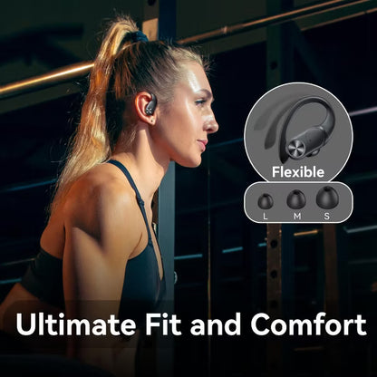 VEAT00L V6 Bluetooth Headphones Wireless Earbuds 88Hrs Playback Sport Ear Buds with Earhook Digital Display Charging Case.