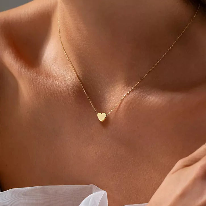 Turandoss 14k Dainty Gold Silver Heart Necklace for Women Girls - Birthday Gifts for Women Girls, Sweet Jewelry for 8-18, Back to School Decorations
