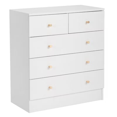 Resenkos 5 Drawer Dresser with Gold Handle, Nursery Dresser Chest Of Drawers Organizer,