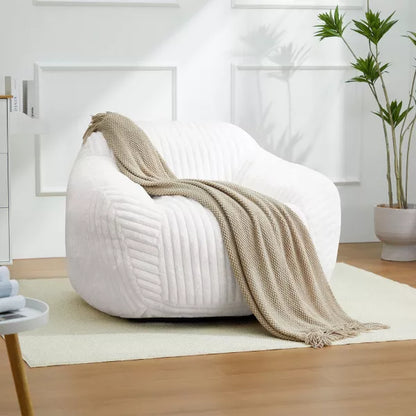 LIKEPAY Oversize Faux Rabbit Fur Single Bean Bag Sofa with Arms for Living Room, Bedroom, Gaming room