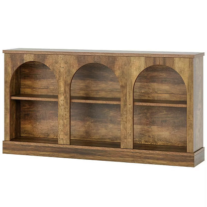 Resenkos Entryway Table, Console Sofa Table,63" Console Table, Farmhouse Entryway Table with 3 Tier Storage Brown