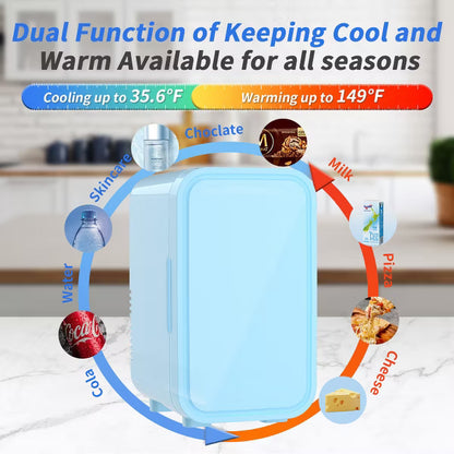 YASHE Mini Fridge, 6 Liter/8 Can 110V AC/DC Portable Thermoelectric Cooler Refrigerators for Bedroom, Skincare, Beverage, Office, Dorm Room and Car