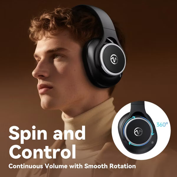 VEATOOL Hybrid ANC Over-Ear Headphones: Bluetooth 6.0, 60H Playtime, Foldable, Hi-Res Audio, Deep Bass, Built-in Mic (Travel/Office)