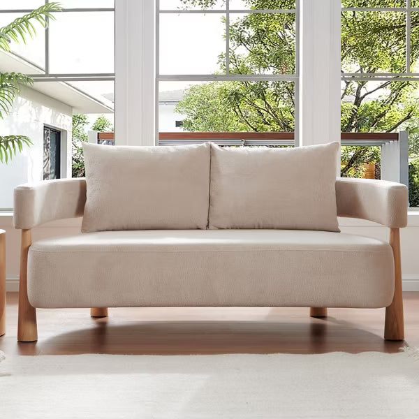 67" Chenille Loveseat Sofa with 2 Pillows C Cozy Upholstered Couch for Living Room, Bedroom, or Office