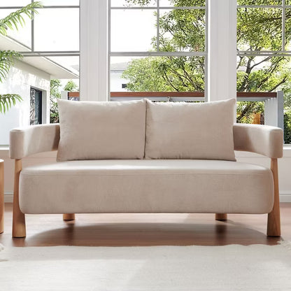 67" Chenille Loveseat Sofa with 2 Pillows C Cozy Upholstered Couch for Living Room, Bedroom, or Office