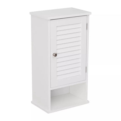 VANIRROR Medicine Cabinet, Hanging Cabinet with 3 Tiers, Single Louvered Door, Wall cabinet for Home Bathroom Bedroom, White