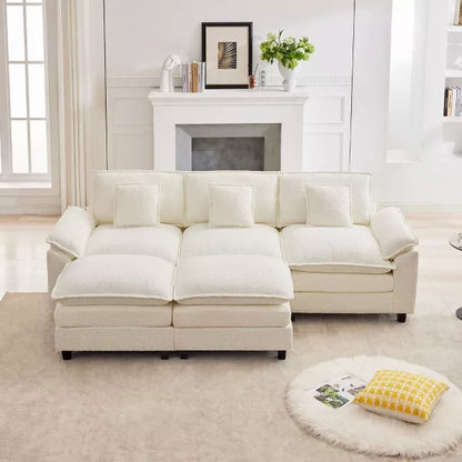 Likepay 105.9 in. Chenille Fabric 5 seat Sectional Sofa with 2 Ottomans