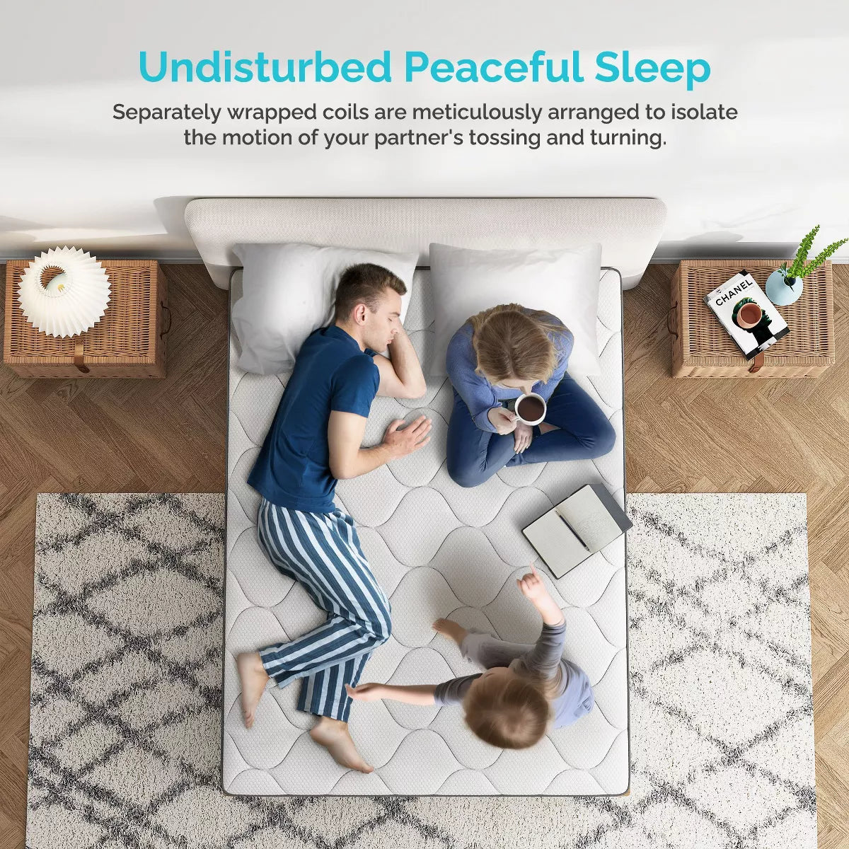 Serweet 10 inch 5-Zone Fiberglass-Free Mattress - Compatible with Platform Bed, Box Spring, or Slat Base