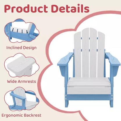 Hyleory Kids’ Foldable Adirondack Chair Set, 4-Piece – Durable HDPE Outdoor Chairs for Children