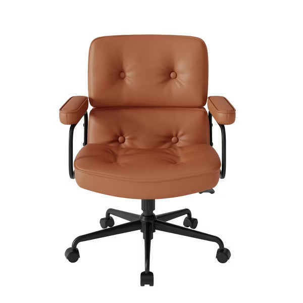 SUGOLD Brown Office Chair, Comfortable Desk Chair with Lumbar Support and Wide Seat, Ergonomic Task Chair for Home & Office