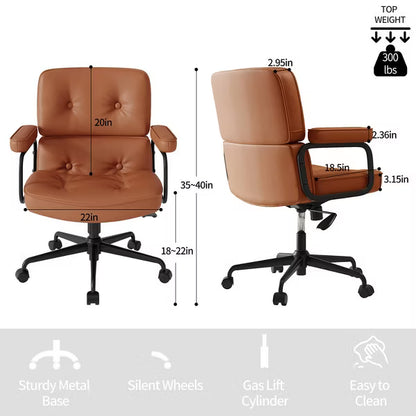 SUGOLD Brown Ergonomic Office Chair, Desk Chair with Lumbar Support and Wide Seat, Comfortable Task Chair for Office & Home