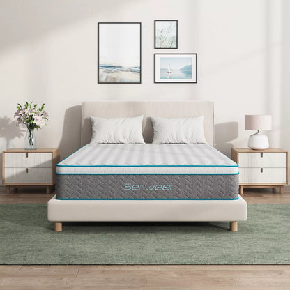 Serweet 14 inch Breathable Bamboo Charcoal Hybrid Mattress Queen