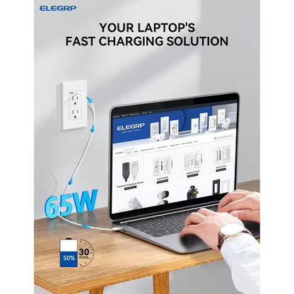 ELEGRP USB Outlets Receptacles, 65W Dual USB C Wall Outlet, Power Delivery 15 Amp Tamper Resistant Electrical Outlet, Wall Plate Included, UL Listed