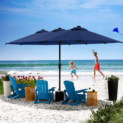 Sevobal Patio Umbrellas Double Sided Twin Patio Umbrella, Market Umbrella for Outdoor, Twin Umbrellla for Garden and Lawn, Blue, 181.1“*106.2"*94.5"