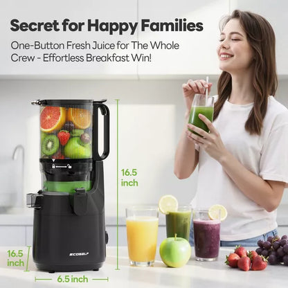Ecoself Cold Press Juicer – 5.3" Feed Chute, 1.7L Capacity, High Juice Yield, Juicer Machine, Professional Slow Juicer for Whole Fruits & Vegetables