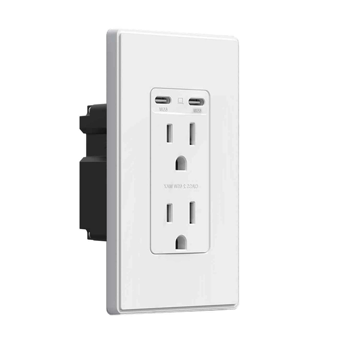 ELEGRP USB Outlets Receptacles, 65W Dual USB C Wall Outlet, Power Delivery 15 Amp Tamper Resistant Electrical Outlet, Wall Plate Included, UL Listed