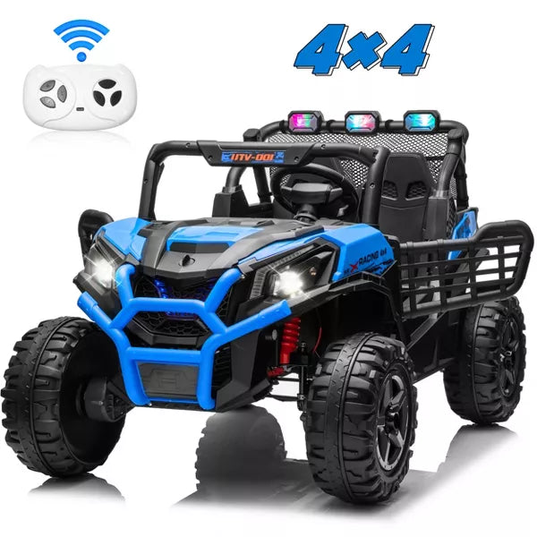 JOYRACER 24V Ride on Truck Toys w/ Remote Control, 2 Seater 400W Electric Powered Ride on w/ Dump Bed, 3 Speeds, Shovel & Bluetooth/Music