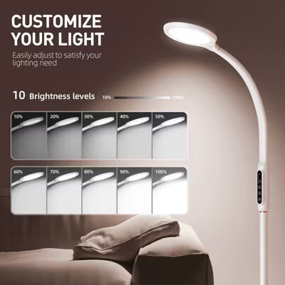 Morfone LED Full-Spectrum Happy Therapy Lamp. 10 adjustable brightness non-UV sunlight lamps, retractable floor-mounted phototherapy lamp