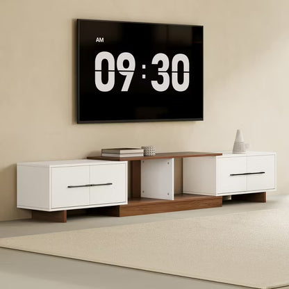 JVNOXK-Modern Entertainment Center with Extendable TV Stand Features 4 Large Storage Cabinets Accommodates up to 120-inch TV Ideal for Living Rooms