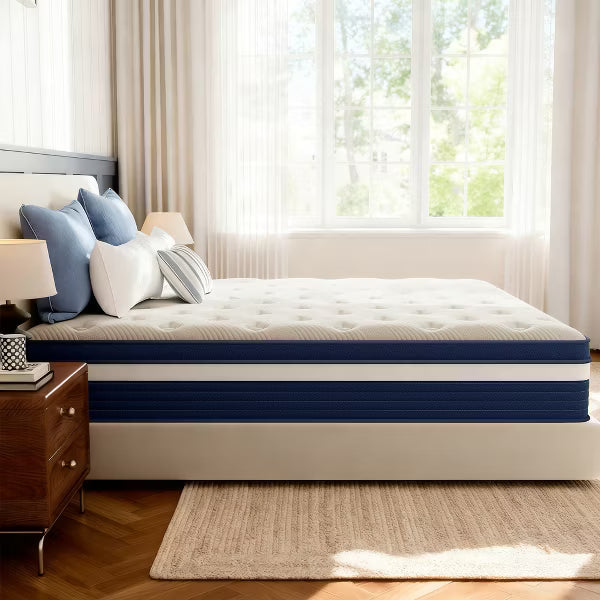 Swedrea Hybrid Mattress Breathable Medium Cooling Memory Foam Bed-in-a-Box White