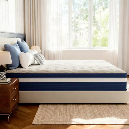 Swedrea Hybrid Mattress Breathable Medium Cooling Memory Foam Bed-in-a-Box White